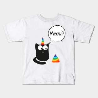 Black Kittycorn Poop Kids T-Shirt